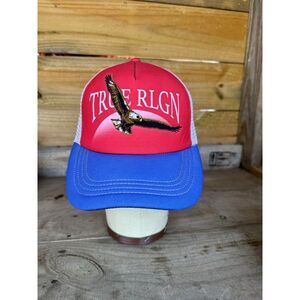 True Religion Eagle‎ Embroidered Adjustable Hat Snap Back Trucker Style Hat